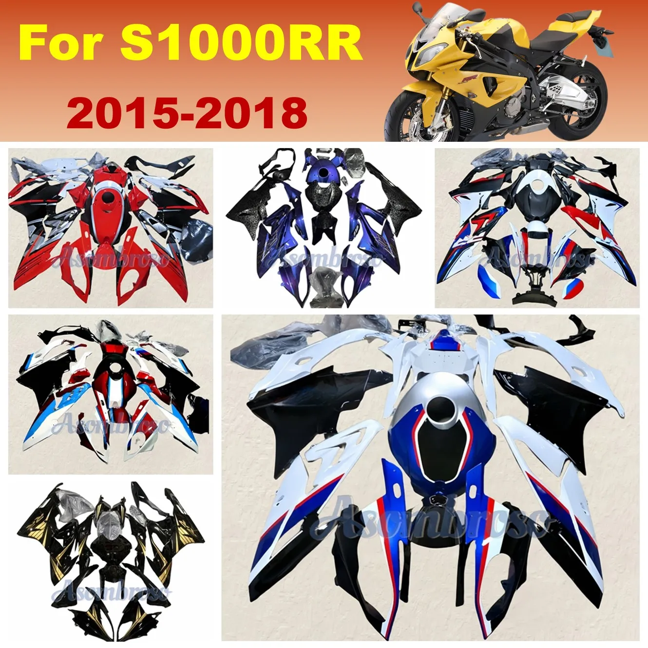 

Full Fairing kit fit for S1000RR 2015 2016 2018 2017 Motorcycle Fairings set S1000 RR 15-18 ABS Plastic body+Tank Cove