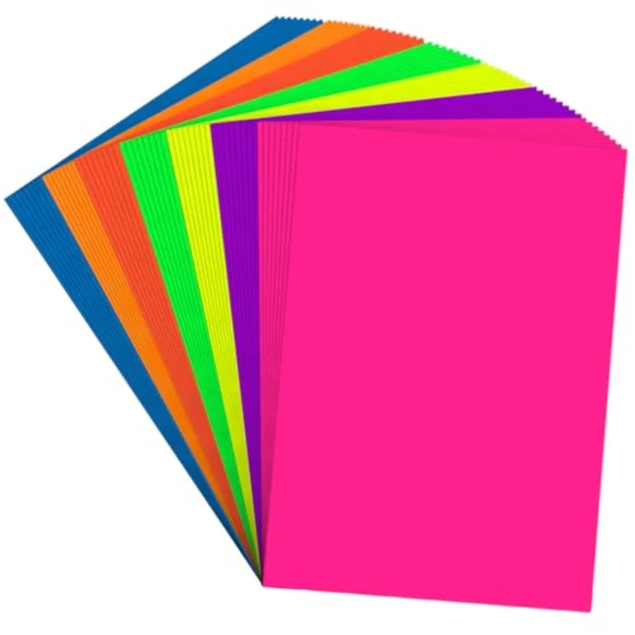 

Poster Board 16X24 Inches56 Sheets Neon Paper 7 Color Fluorescent Paper Bright Cardstock 250 GSM/90 lb Heavyweight Projects Sch