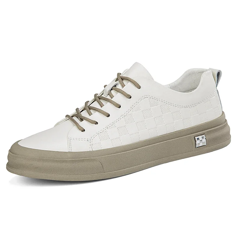 

Повседневные весенние лоферы, мужские кожаные кроссовки без шнуровки на платформе, новые удобные прогулочные ботинки для скейтбординга на плоской подошве, белые