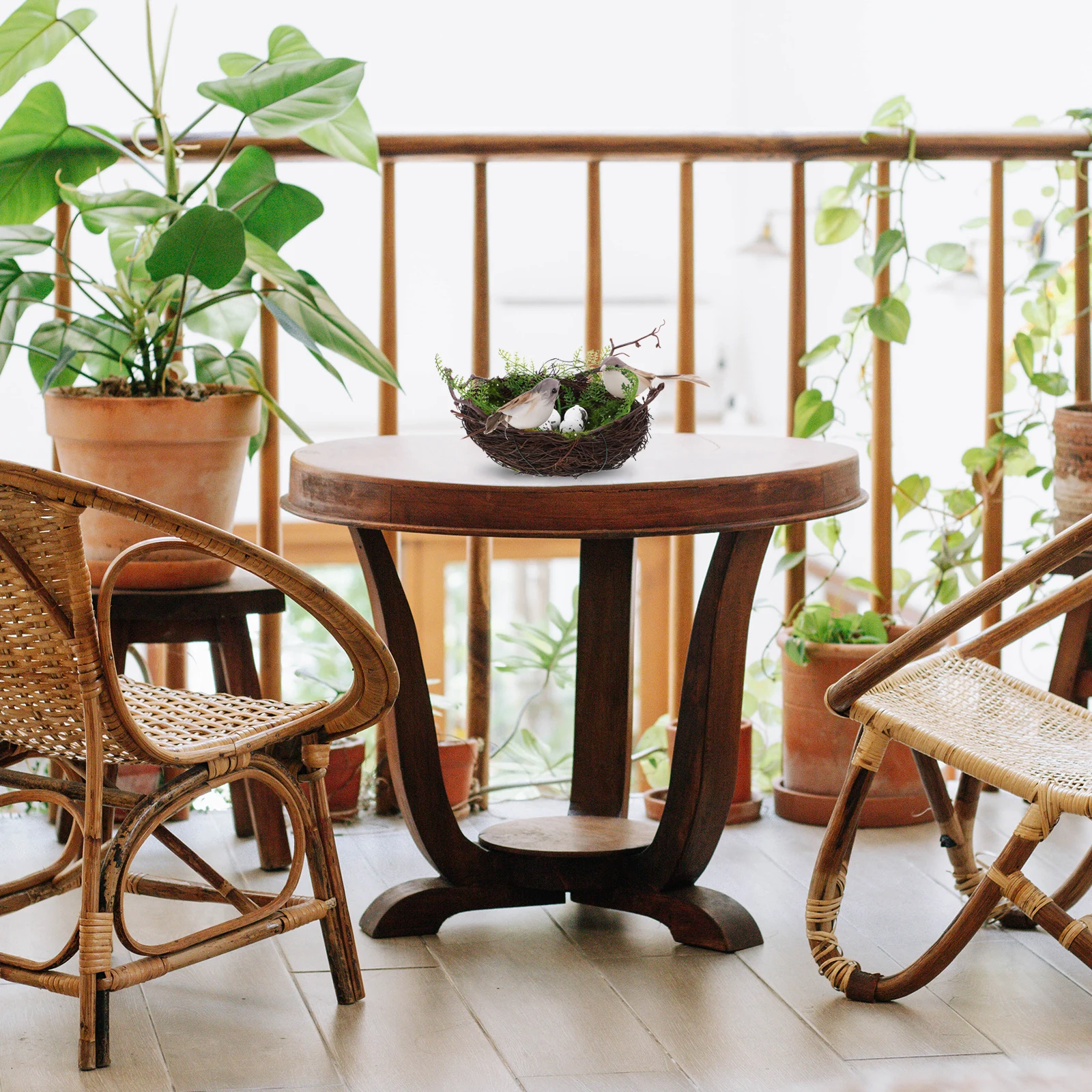 

1Set Bird Nest Decor Vine Rattan Nest Ornament with 5 Simulation Eggs for Home Garden Photography Props Bird Nests for Crafts