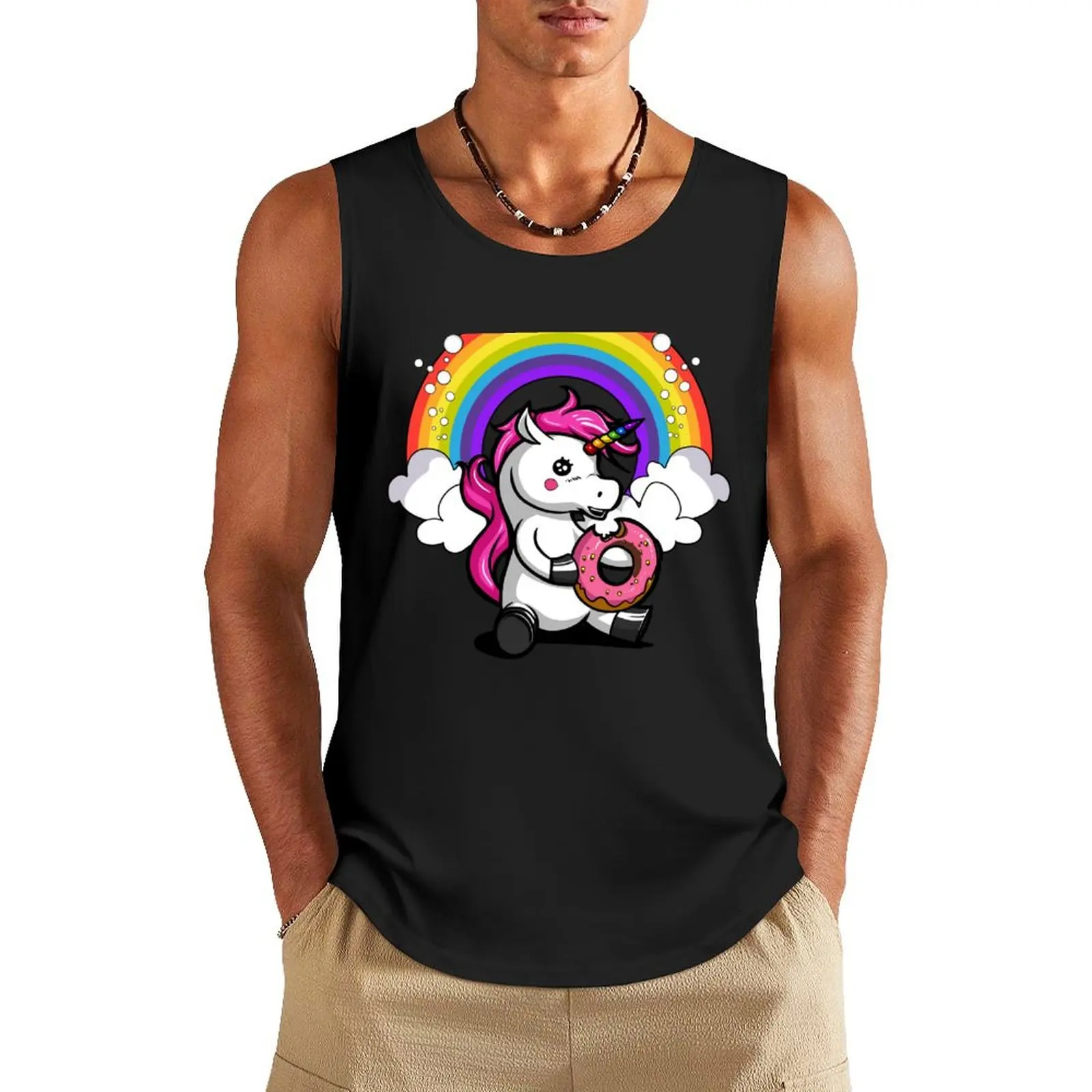 

Unicorn Donut Tank Top sleeveless vests Sports shirt man