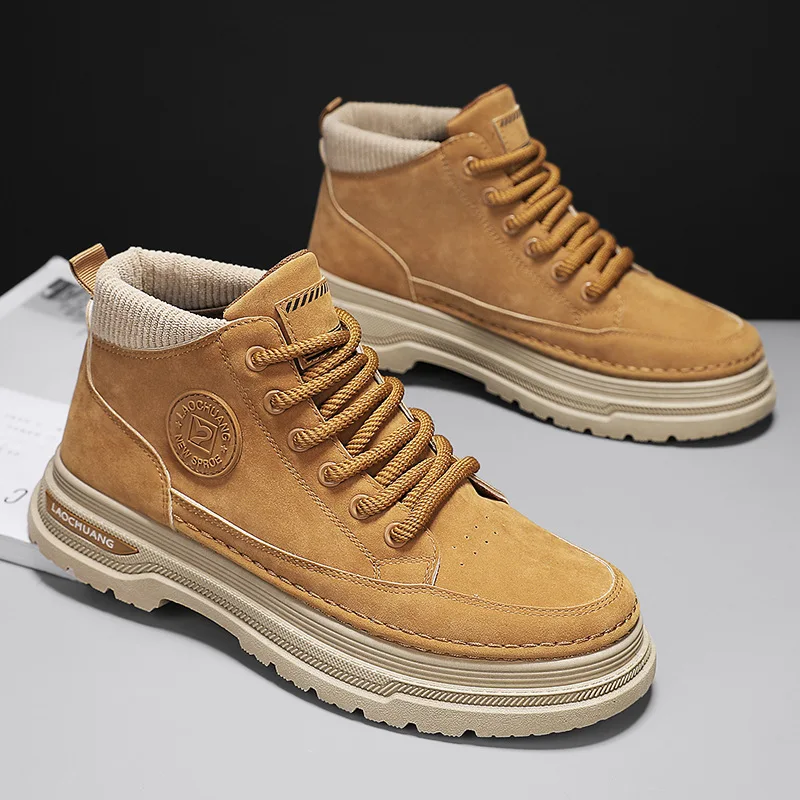 

Men's Denim Boots Versatile High Top Casual Sports Shoes Trainer Outdoor Fashion Wear-resistant Running Shoes Motorcycle Boots