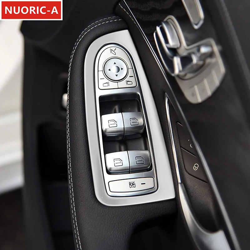 Przyciski podnoszenia szyby ze stali nierdzewnej Ozdoba ramy Pokrywa do Mercedes Benz C Class W205 GLC X253 RHD Stylizacja samochodu
