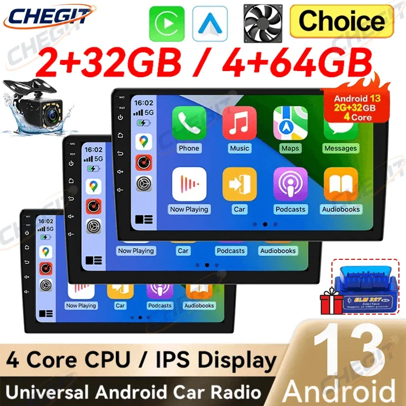 

7/9/10'' 2Din Android 13 Беспроводное радио Carplay 64G BT Автомобильное радио Мультимедиа Стерео для Toyota Hyundai Kia Volkswagen Jeep Fiat