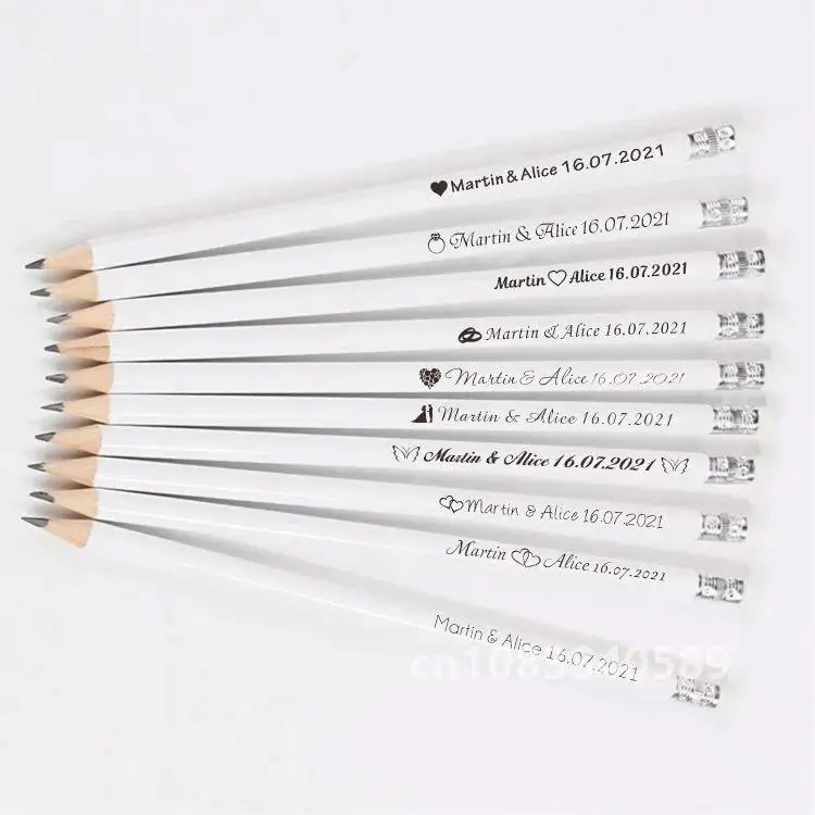 20/50/100Personalized Engraved Wooden Pencils Customized School Decor Pen With Eraser Wedding Gift Favors Baby Shower Party 19CM