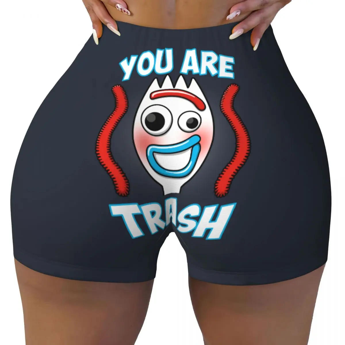

Custom You Are Trash Workout Shorts Women Anime Toy Story Gym Volleyball Biker Yoga Shorts