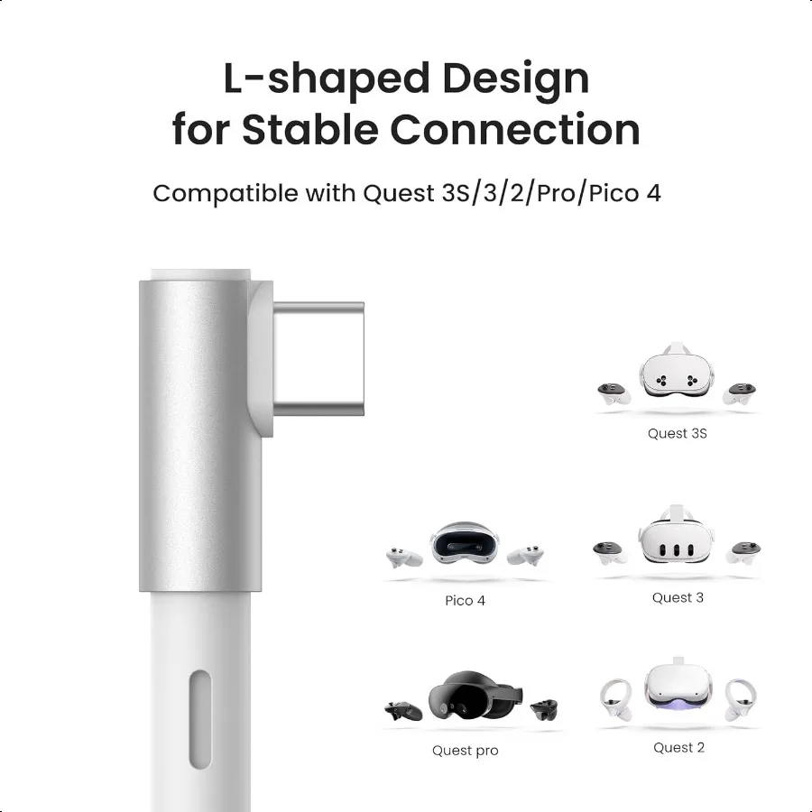 كابل ربط بتصميم KIWI مع شحن بطول 16 قدم متوافق مع Meta Quest 3S 3 2 Pro Pico 4 Accories والكمبيوتر SteamVR USB 3.0 إلى USB C