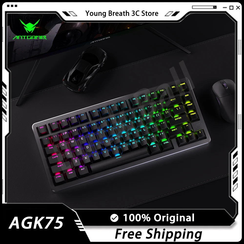 

ANTGAMER AGK75 Mechanical Keyboard Magnetic Switch Three Mode Wireless Keyboard 81 Keys RGB Hot Swap Gasket Pc Gamer Accessories