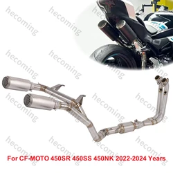 Slip On Dual Muffler Pipe For CFMOTO 450SR 450SS 450NK 2022-2024 Motorcycle Exhaust Escape Modify Front Link Pipe