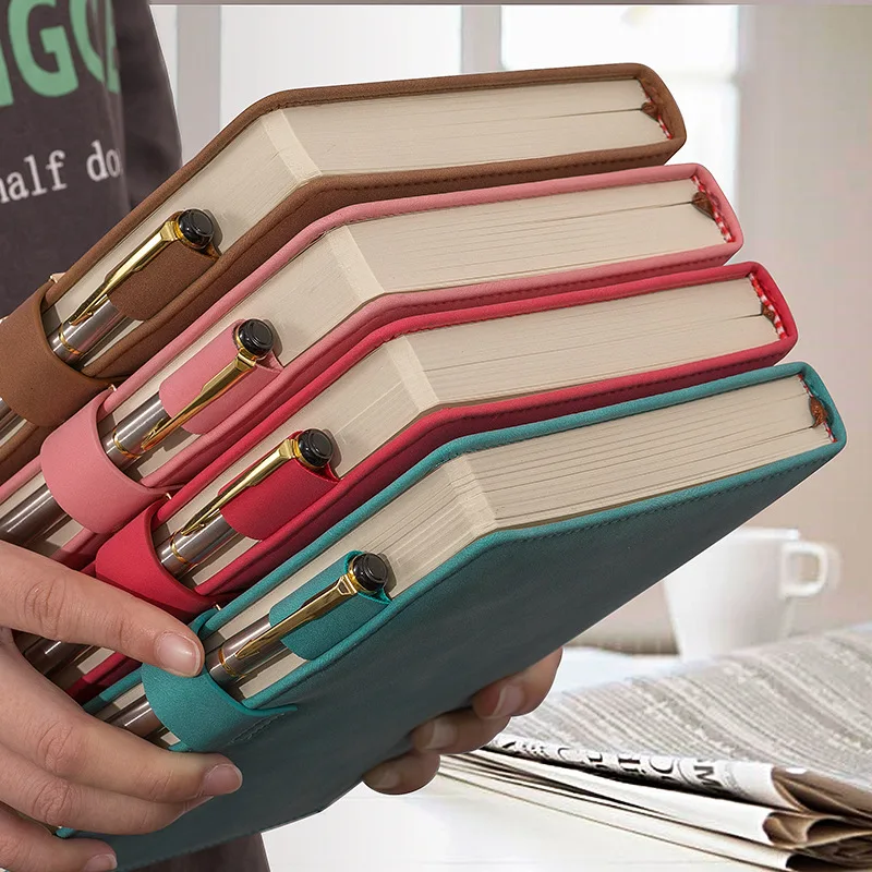 A5 Notebook Ultra-thick Thickened Notepad Business Soft Leather Work Meeting Record Book Office Diary Sketchbook Students Cute