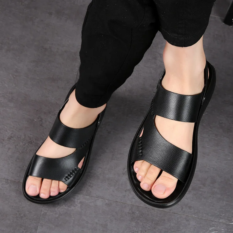 Summer Cool Shoes Men Solid Color Casual Beach Vacation Sandals Male Outdoor Dual-use Shoes Sandals Slipper Big Size Shoes 47 48