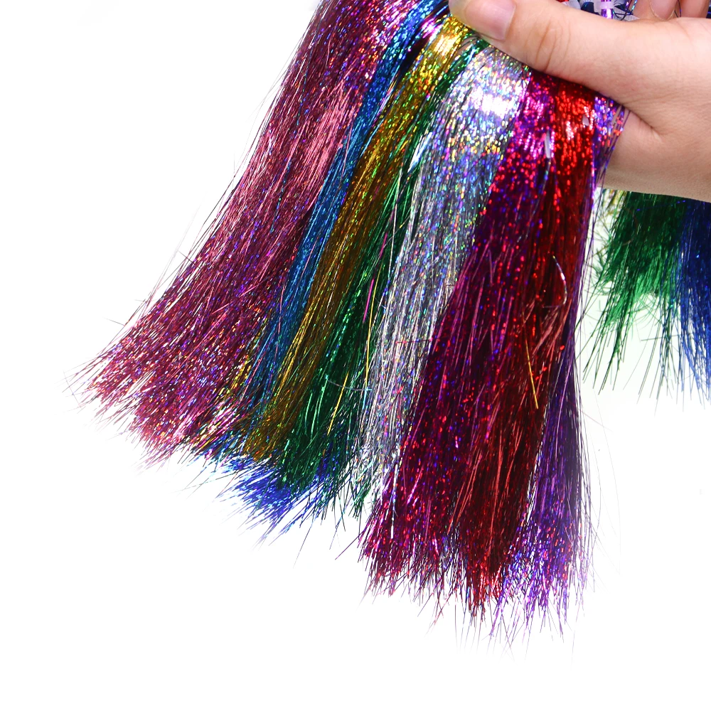 1/12 Packungen Holographisches Flashabou-Tinsel, flaches Kristall-Tinsel, Fliegenbindematerial für Hecht, Forelle, Streamer, Jig-Köder, Meeresfischköder – Detail 8