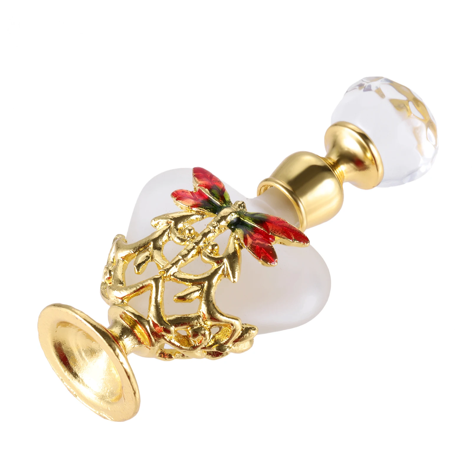 Retro Decorative Vial Vintage Red Enamel Dragonfly Pattern Crystal Cap Dropper 5ml Perfume Bottle Home/SPA/Yoga/Salon Ornament