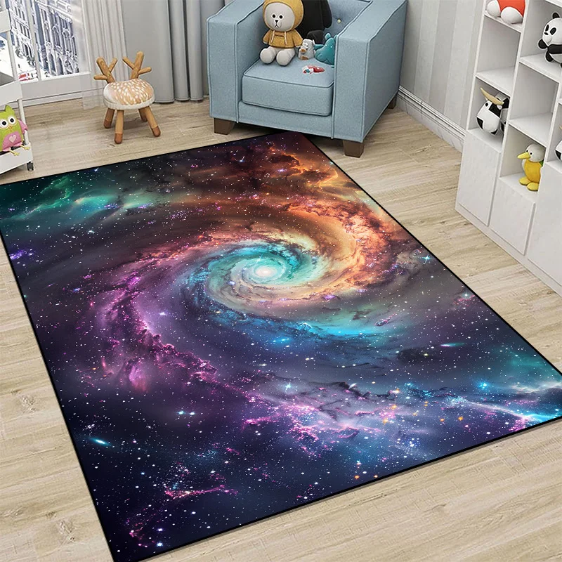 Children Bedroom Decoration Carpet Outer Space Pattern Abstract Carpets Living Room Sofa Area Rug Child Bedside Non-slip Mat