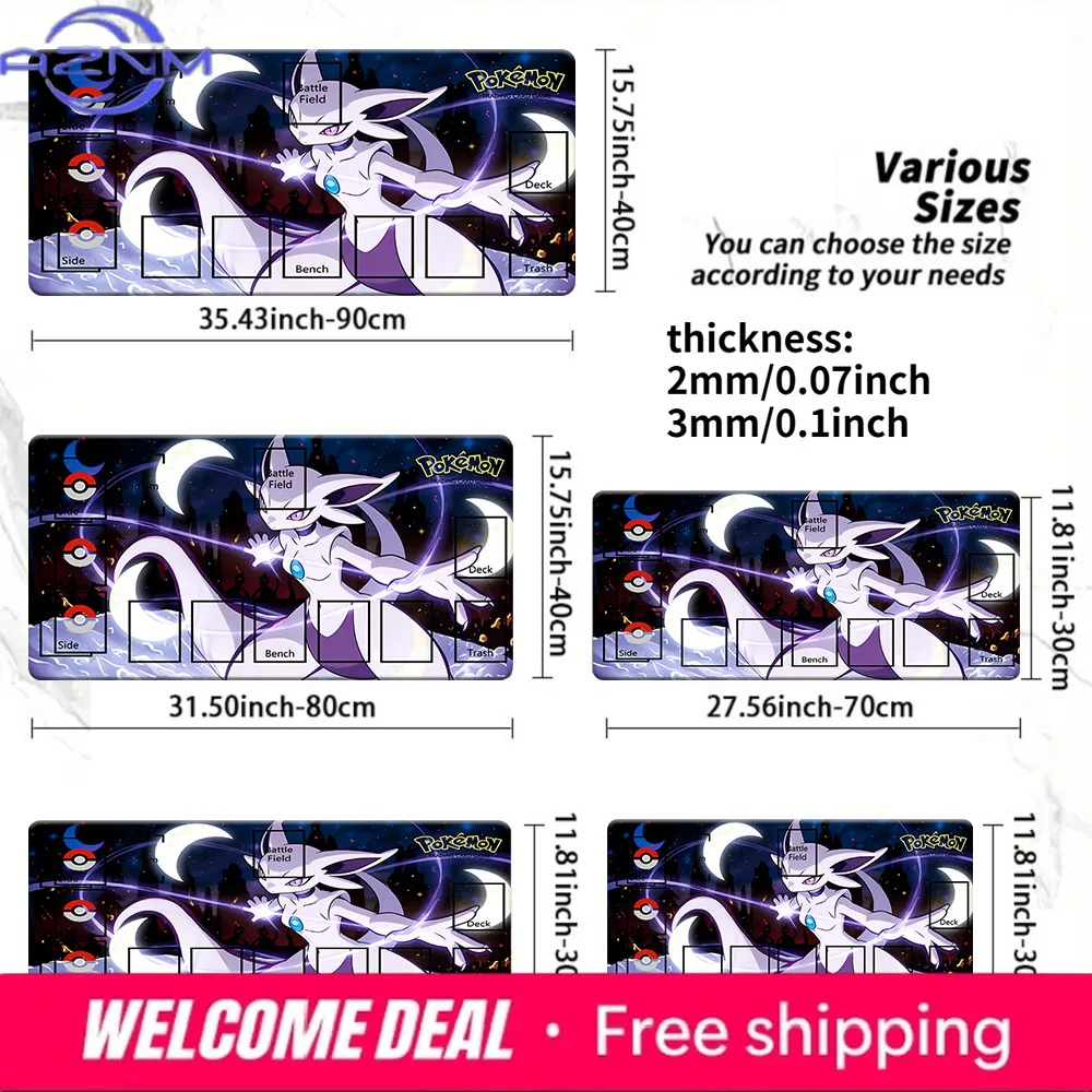 

Игровой коврик для карточных игр Pokemon TCG Dark Moon Espeon, большой, нескользящий, для коллекционных карточных игр, несколько размеров