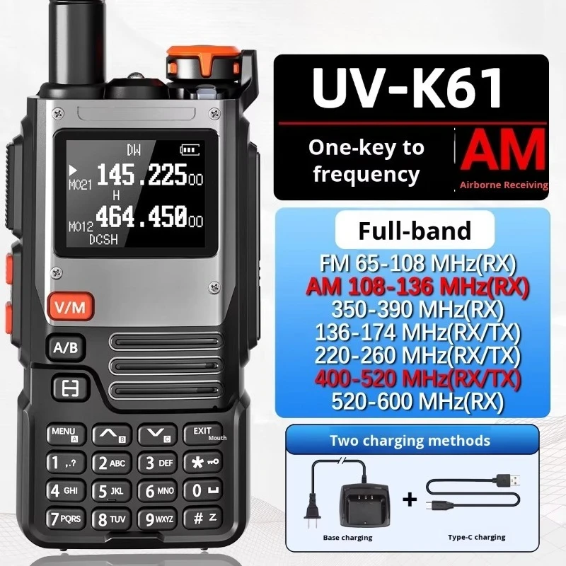 Uv-K61 handheld walkie-talkie one-button direct frequency C-type charging outdoor self-driving tour hiking air
