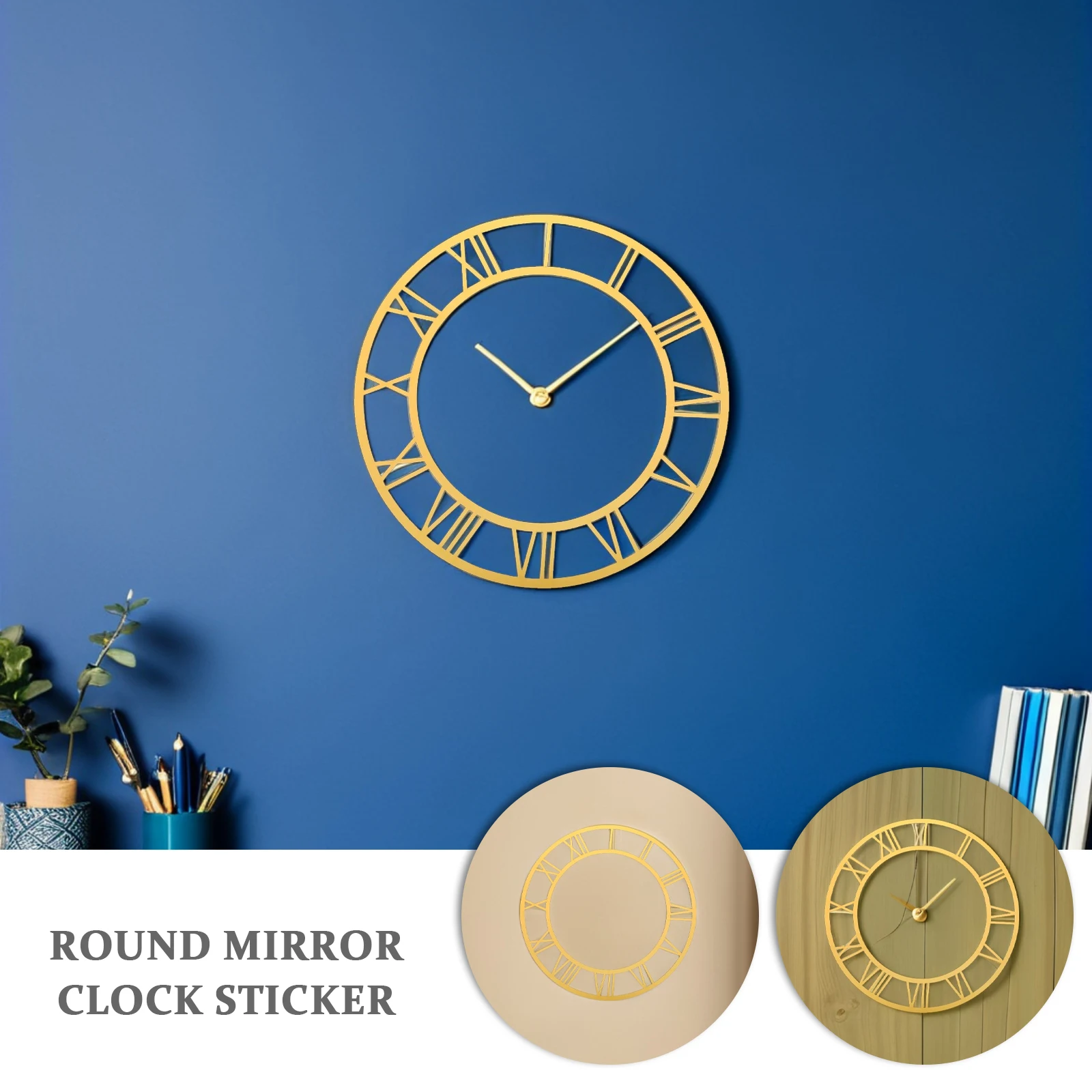 

30Cm Wall Sticker: Self-Adhesive Round Mirror Clock Face Roman Numeral Acrylic Wall Clock For Home Office Living Room Decor