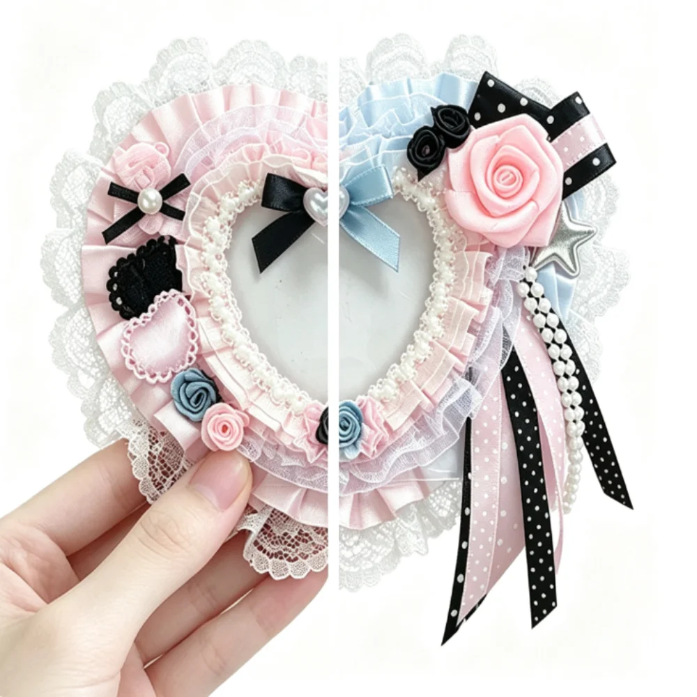 Rose Pearl Card Holder Rose Themed Heart Shaped Photocard Holder Card Id Holder Handmade Ita Bag Accessory For Other Cards Id