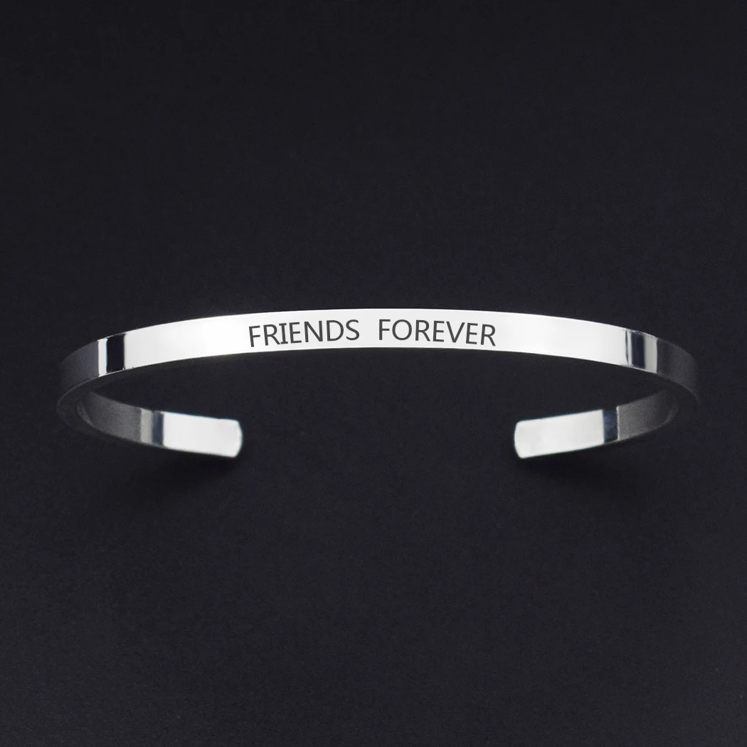 Sister Forever Friends Forever Quote Bracelet Alloy Metal Engraved Cuff Bracelet for Women Sisters Jewelry Friendship Gift