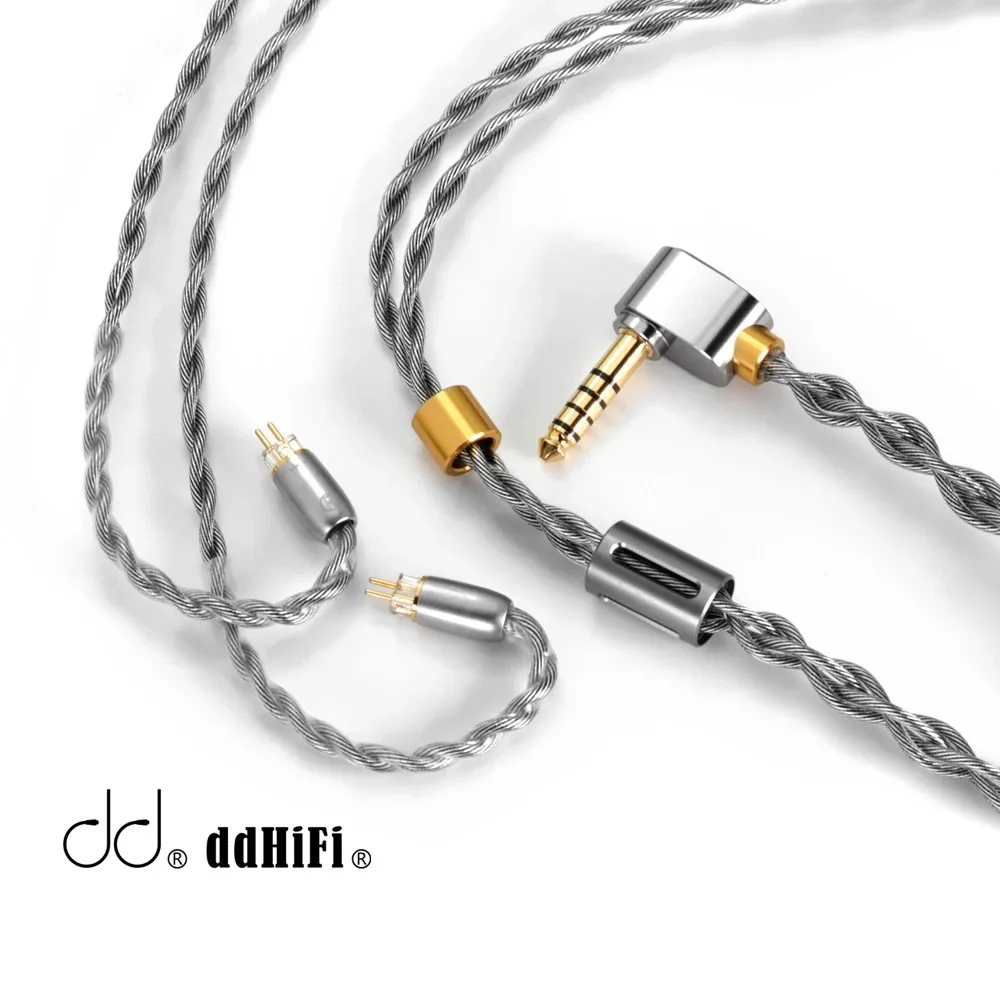 DD ddHiFi BC130A (Air Nyx) Silver Earphone Upgrade Cable with Shielding Layer, L 4.4mm Balanced Plug and Shielded 2pin Connector