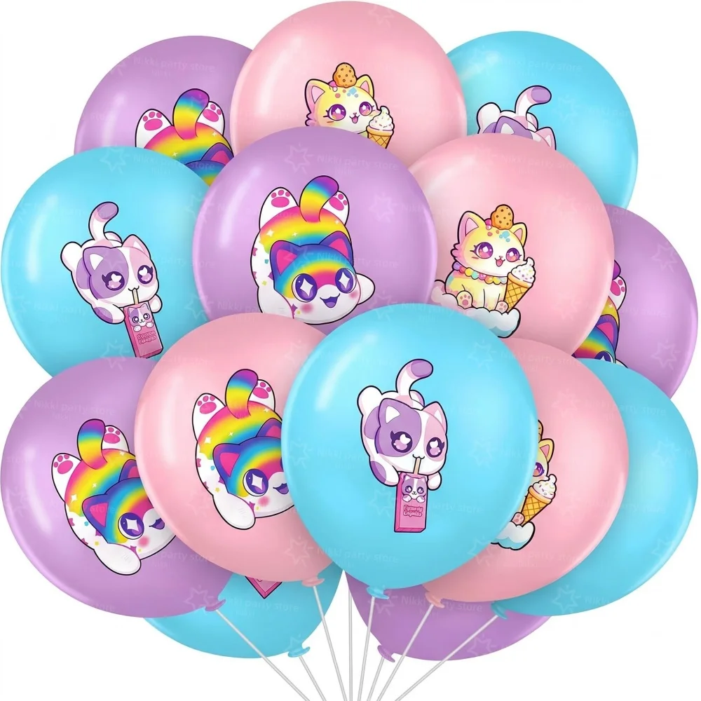Aphmau Ballon Geburtstag Rosa Katzenfigur Partyzubehör 12 Zoll Latexballon Partydekoration Raumdekoration Runder Ball DIY Dekorationen