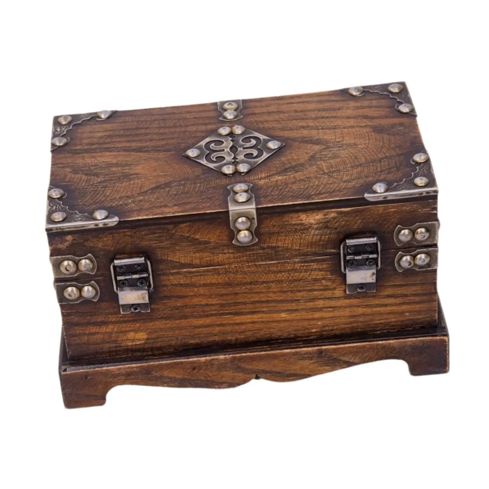 Decorative Wood Box Organizer Trinket Box with Lock and Key Antique Style Collectible Multipurpose Lockable Vintage Storage Box