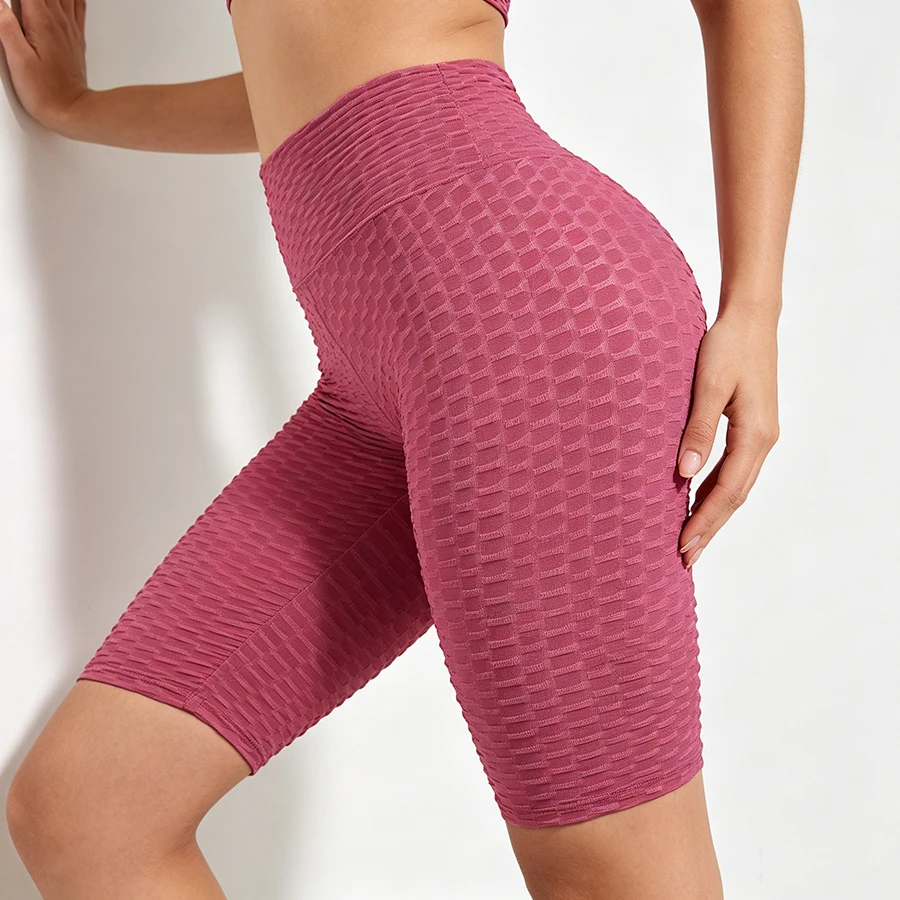 Jacquard Five Point Sports Yoga shorts for Women High Waist Butt Lifting Fitness Tights Slim Stretchy  Workout Shorts Spotrswear