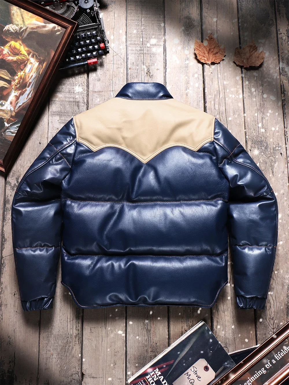 Blunt Razor Full Grain Goatskin Men's Vintage White Duck Down Warm Down Jacket Genuine Leather Warm Jacket