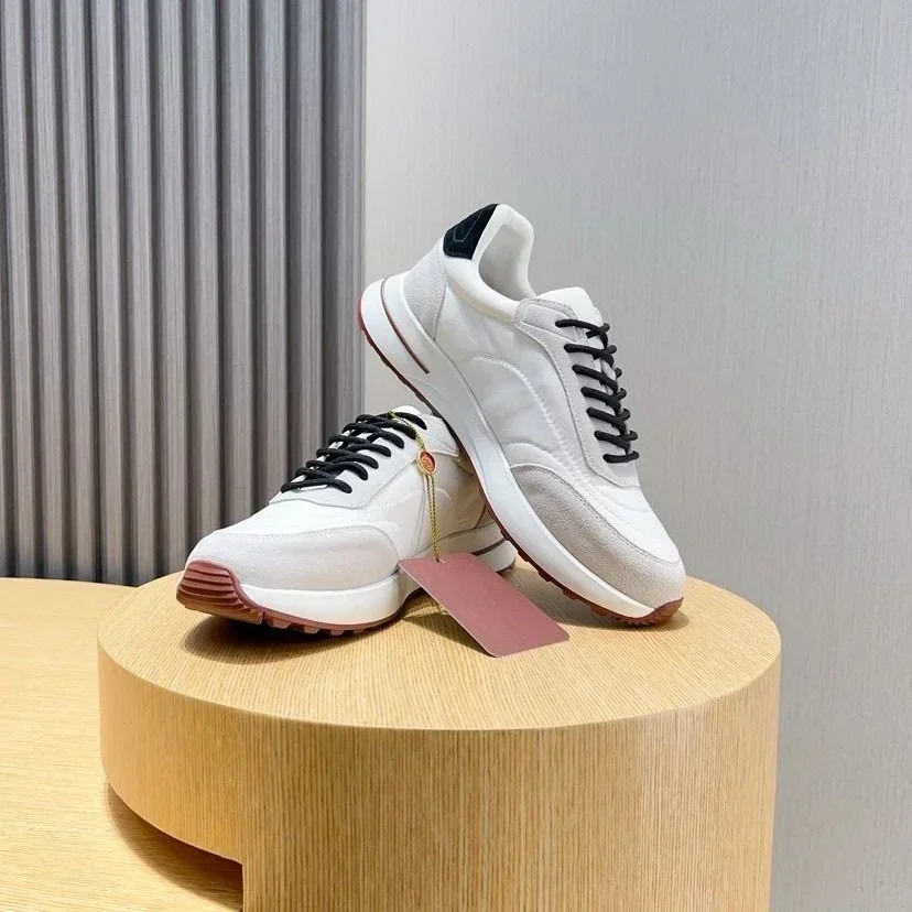 

New 2025 Mens Casual Sneakers Genuine Leather Mix Breathable Thick Sole Running Shoes Trendy Comfortable Fashion