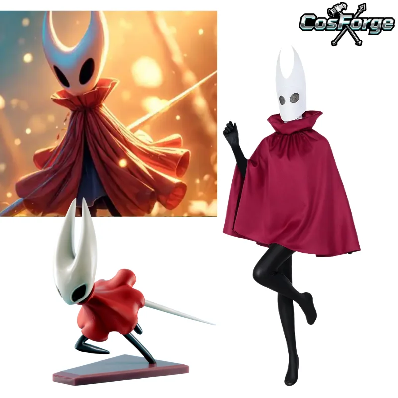 

Hollow Knight: Silksong Hornet Косплей Костюм Игра Disfraz Mujer Призрачная маска и плащ Орнамент Хэллоуин Плащ Призрак Красная накидка