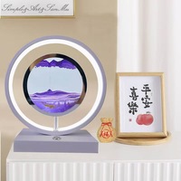 LED Moving Sand Art Table Lamp Quicksand Night Light 3D Sandscape Hourglass Bedside Lamps Flowing Sand Painting Home Decor Gifts