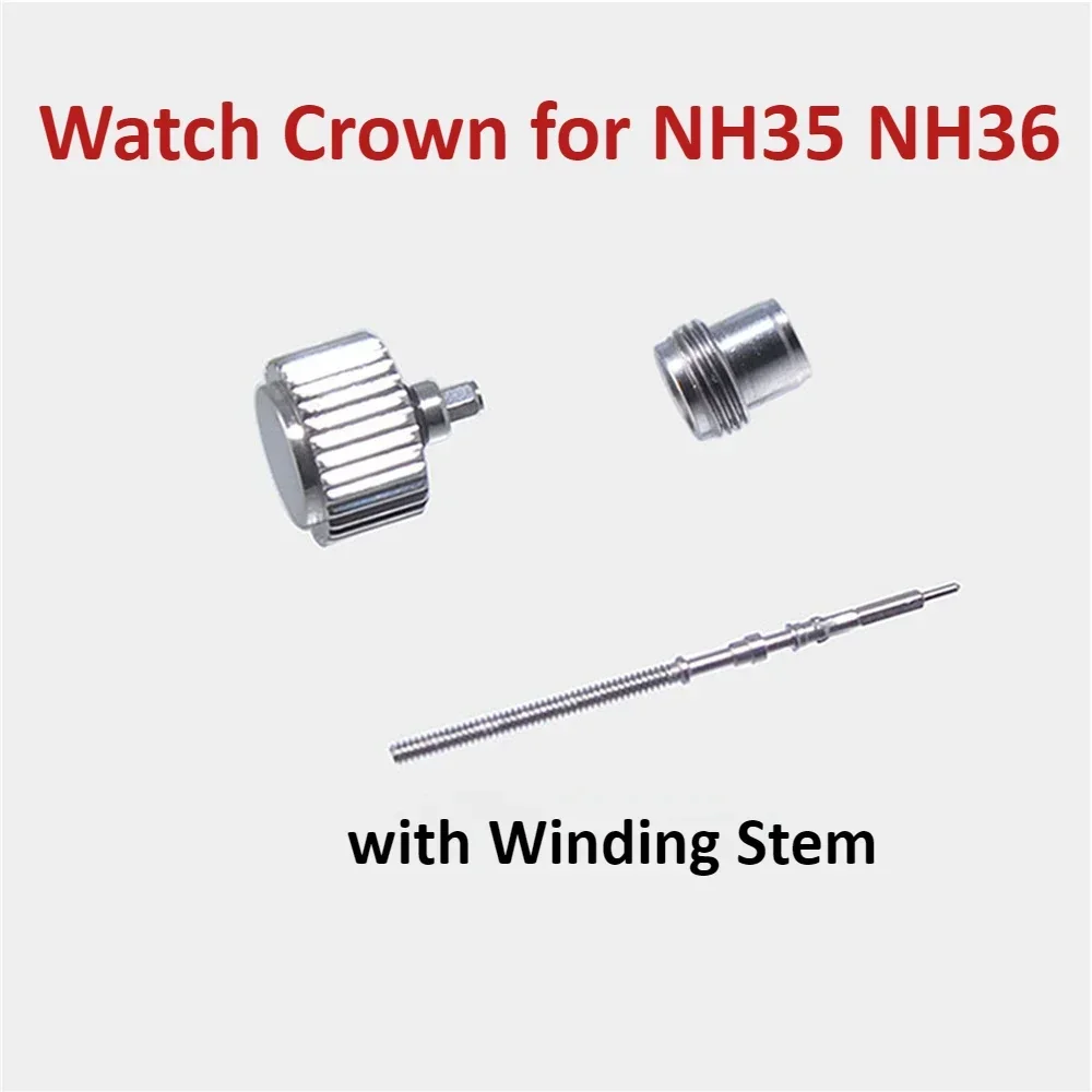 NH35 Watch Crown for NH35 NH36 Movement Repair Part Screw-in Gold/Silver/Black Color Watch Crowns with Winding Stem Accessories