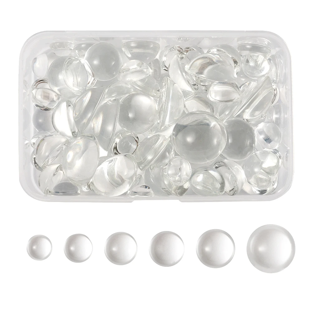 

80pcs/box Transparent Half Round Glass Cabochons For Diy Jewelry Making Findings 12mm/14mm/16mm/18mm/20mm/25mm