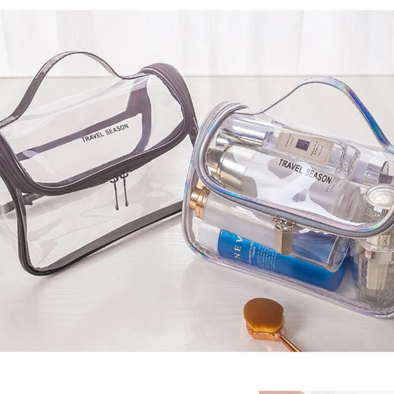 1pc Large Capacity Clear PVC Travel Wash Bag Popular Portable Cosmetic Storage Pouch for Daily Trip Bathroom Makeup Organizer