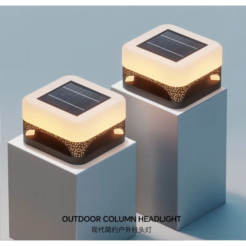 Solar powered LED outdoor waterproof column headlights courtyard lights fence and gate side column lights