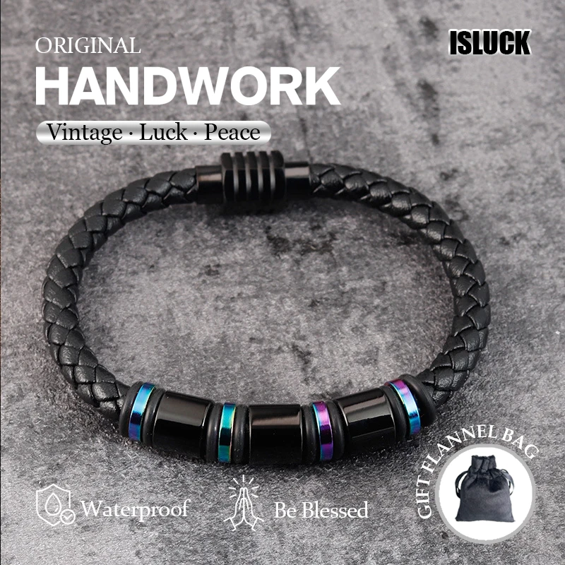 New hand-woven fashion Joker personality trend cowhide bracelet for men and women with the same paragraph.