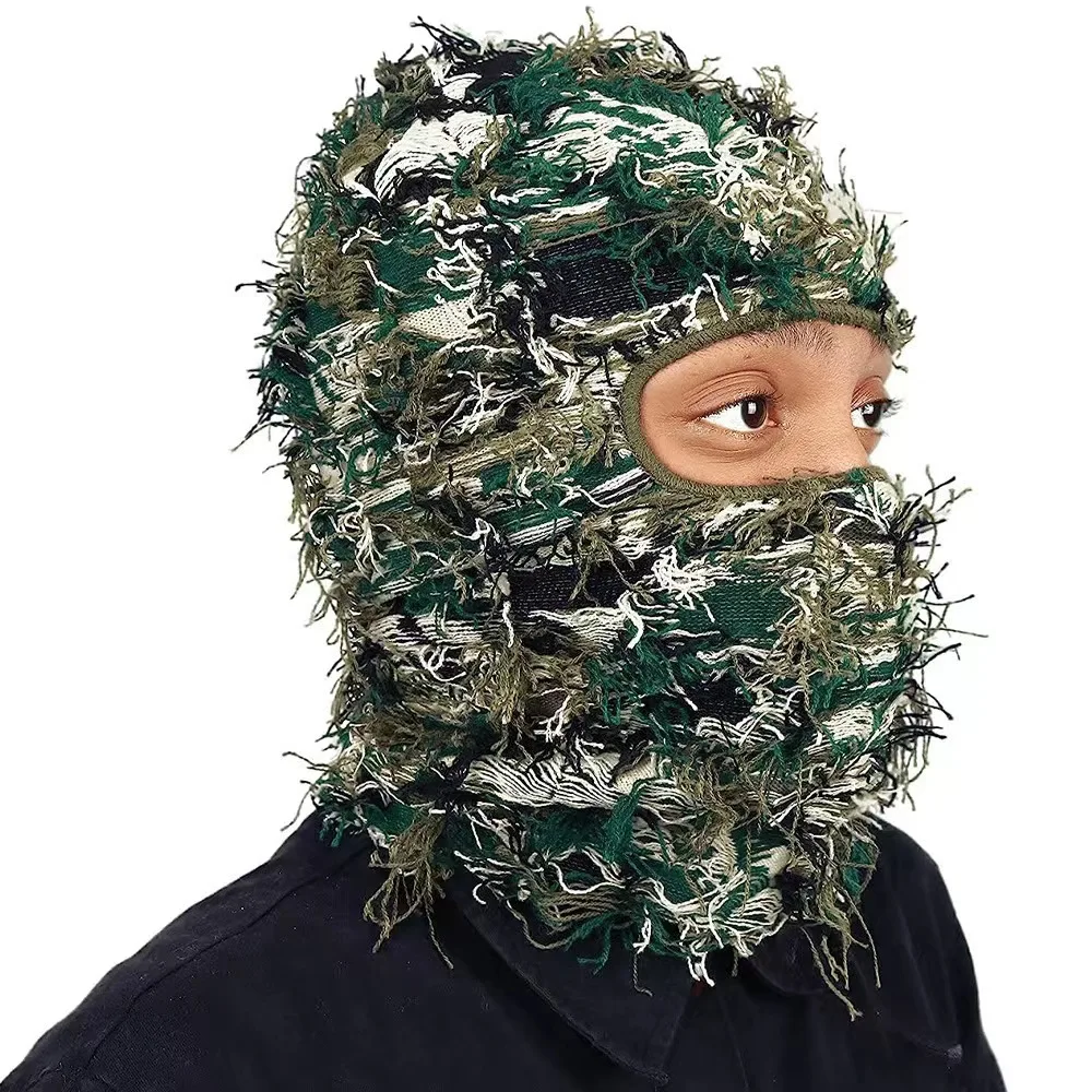 Unisex Vollgesichts-Skimaske Distressed Strickmützen Hip Hop Sturmhaube Fuzzy Fleece Skifahren Mützen Hüte Lustige Bonnet Cap Gorras