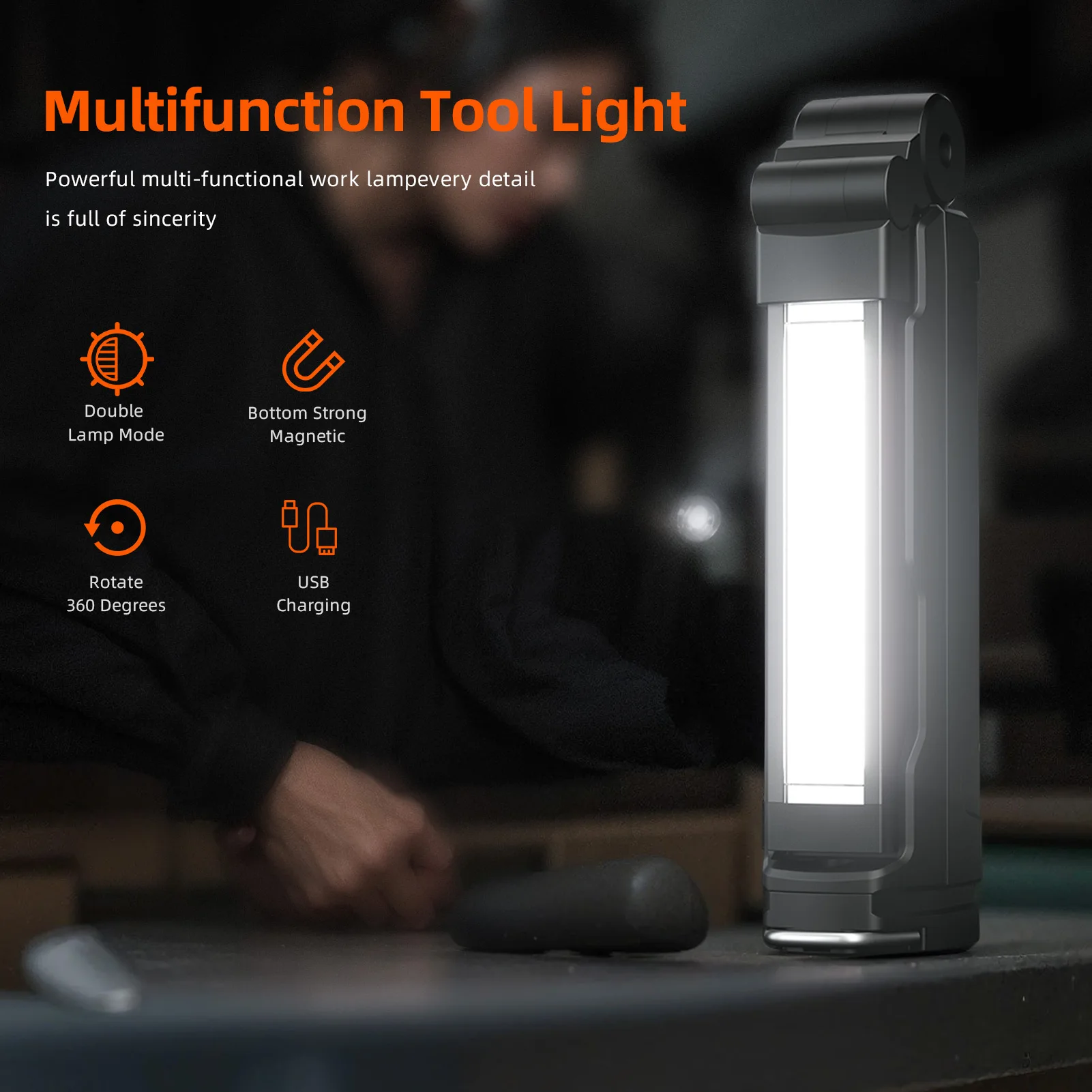 New SUPERFIRE G16-S LED Multi-function Work Light 360 degree With Magnetic Base Rechargeable For Car Repair Outdoor  Flashlight