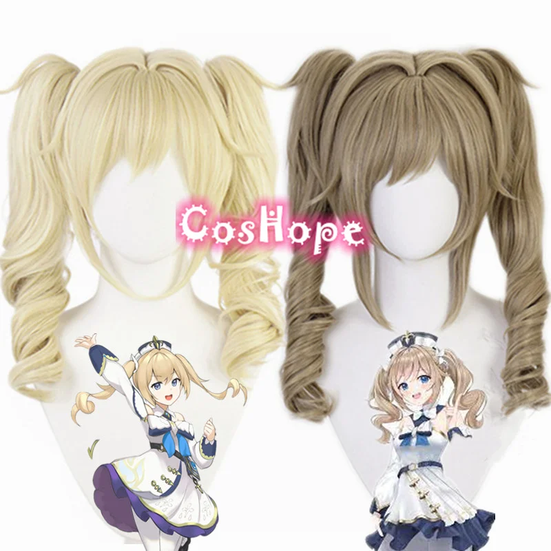 Barbara Cosplay Wig 40cm Blond Golden Wig Cosplay Anime Cosplay Wigs Heat Resistant Synthetic Wigs Halloween