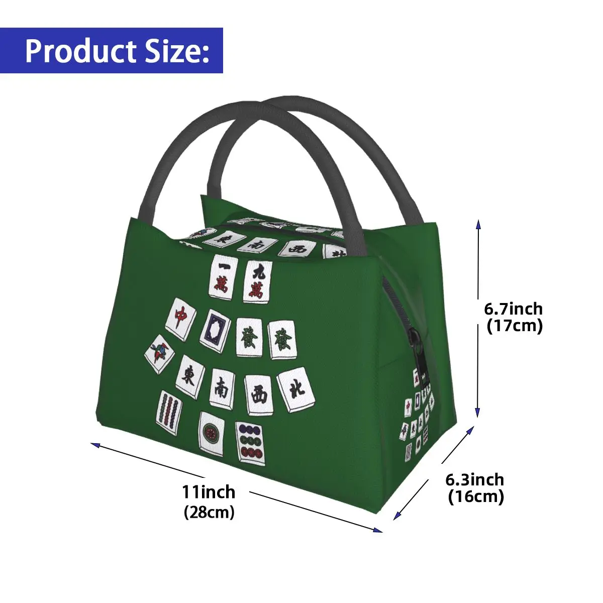 Mahjong Thirteen 13 Wonders Insulated Lunch Bag for School Bento Storage Food Boxes Portable Container Cooler Thermal Lunch Box