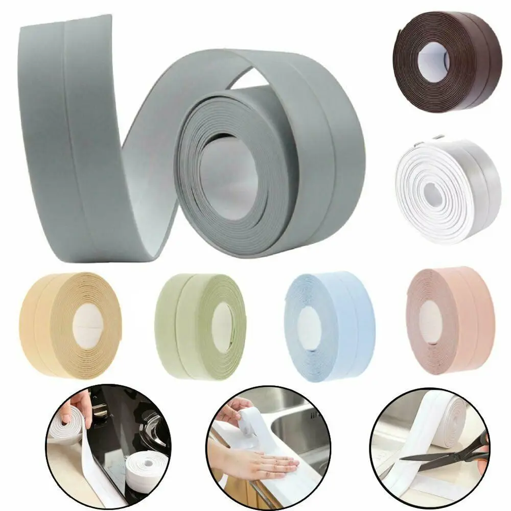 Professional Mildew-proof Caulk Tape Self Adhesive Bathroom Tub Shower Tile Sealer Colorful Toilet Sealing Tape Household