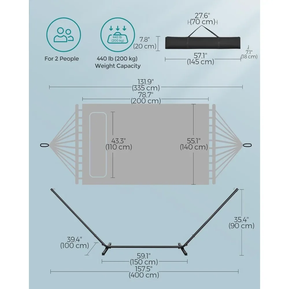قمة الموضة - أرجوحة مع حامل، أرجوحة مبطنة مع موزعات من الخيزران المنحنية، وسادة، 78.7 × 55.1 بوصة، مبطن محمول #5