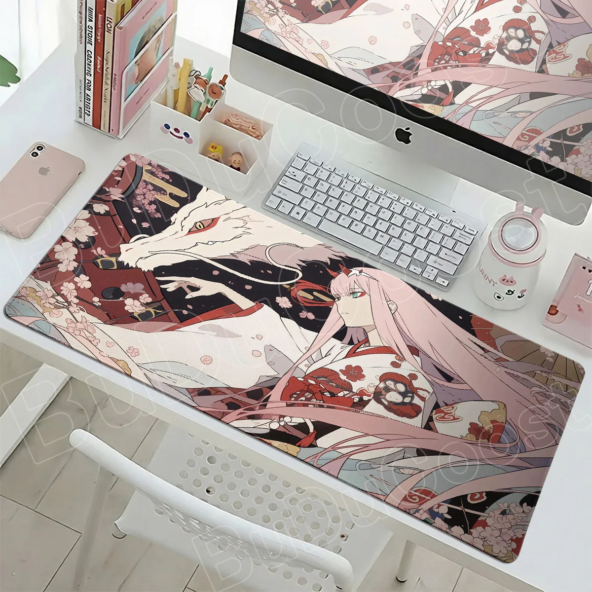 Desk Setup For Two Laptops - Коврик для мыши Kawaii Zero Two