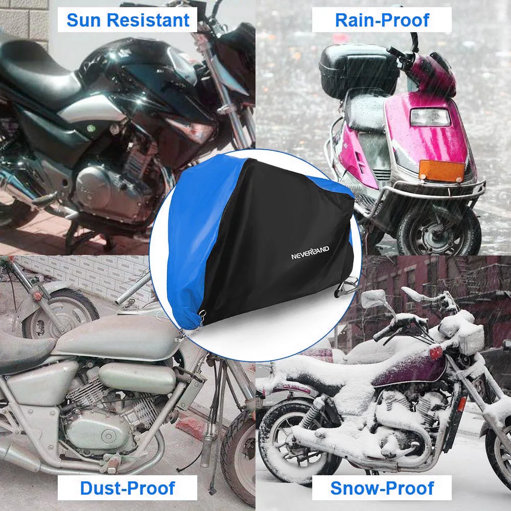 Black Blue Design Waterproof Motorcycle Covers Motors Dust Rain Snow UV Protector Cover Indoor Outdoor M L XL XXL XXXL D25