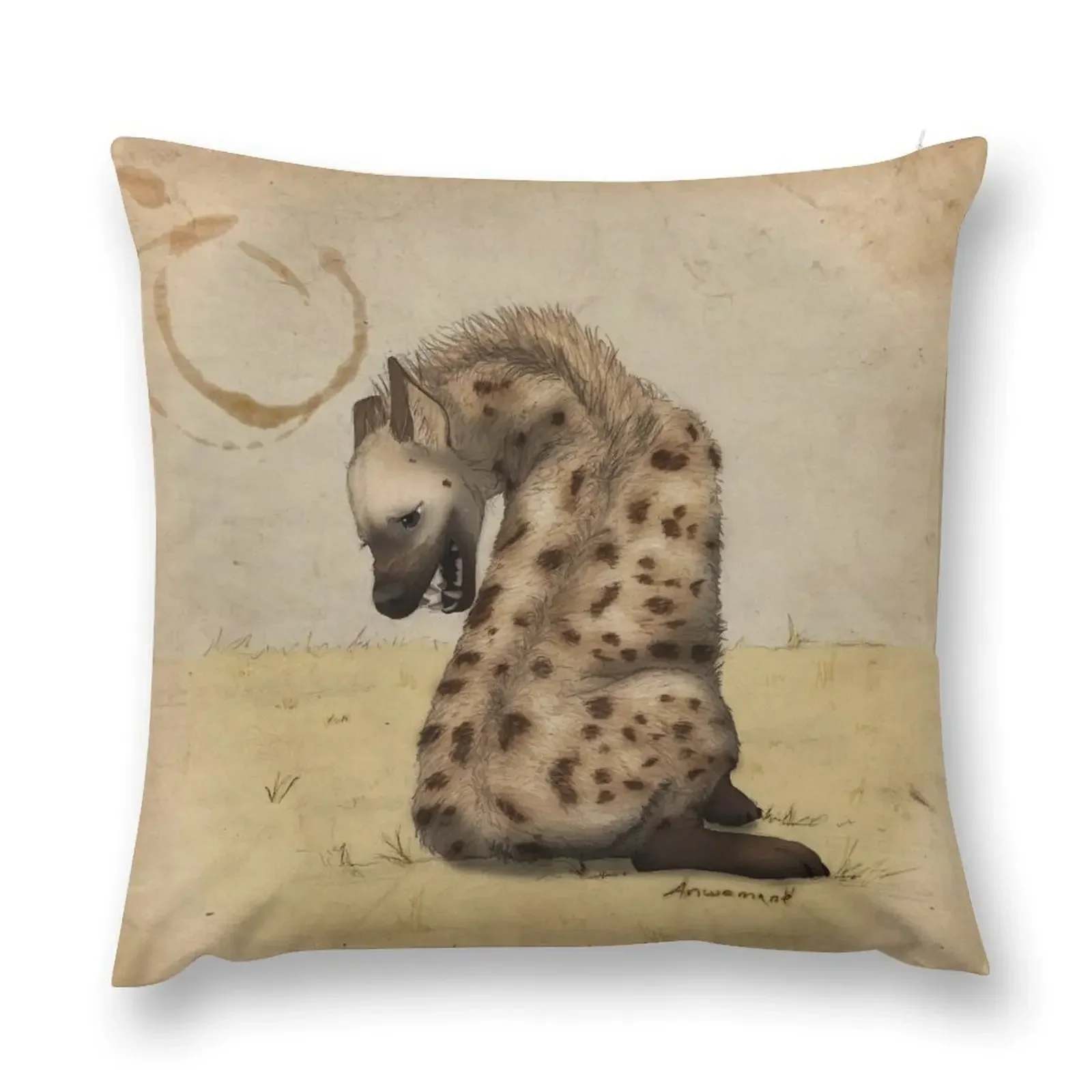 Spotted hyena Throw Pillow anime girl Decorative pillowcase pillow