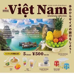Gashapon Anime Figurine Cute Miniature Viet Nam Cuisine Fruit Coffee Shop Tables Chairs Models Kawaii Capsule Toys Gift