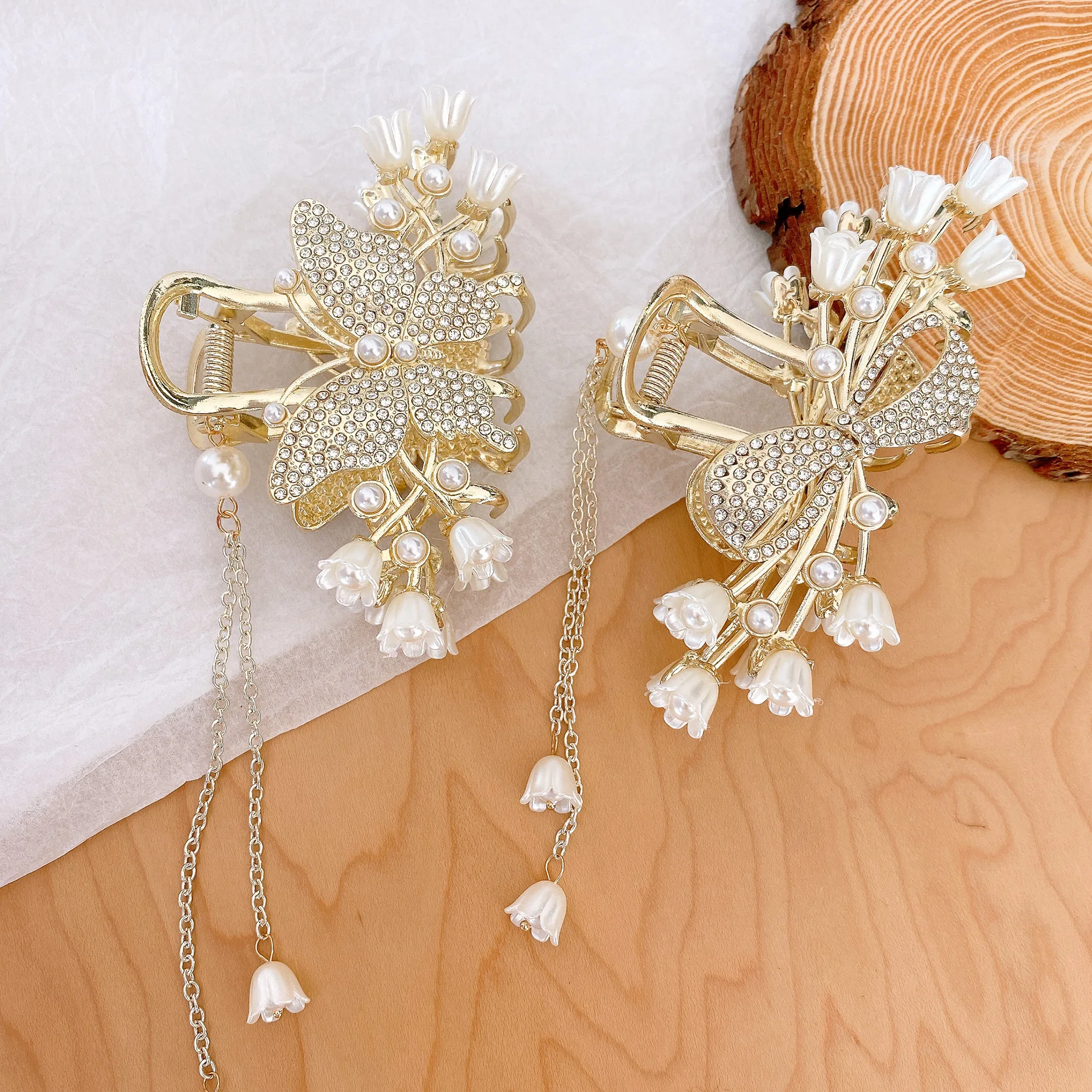 New flower butterfly tassel hairpin, delicate grab clip, large women\'s shark clip hairpin headdress