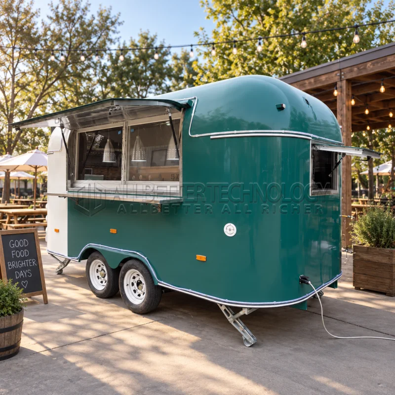 Allbetter Rugged Food Trailer Fully Equipped Mobile Kitchen Burger Pizza Taco Hot Dog Fries Ice Cream Coffee Lemonade CE