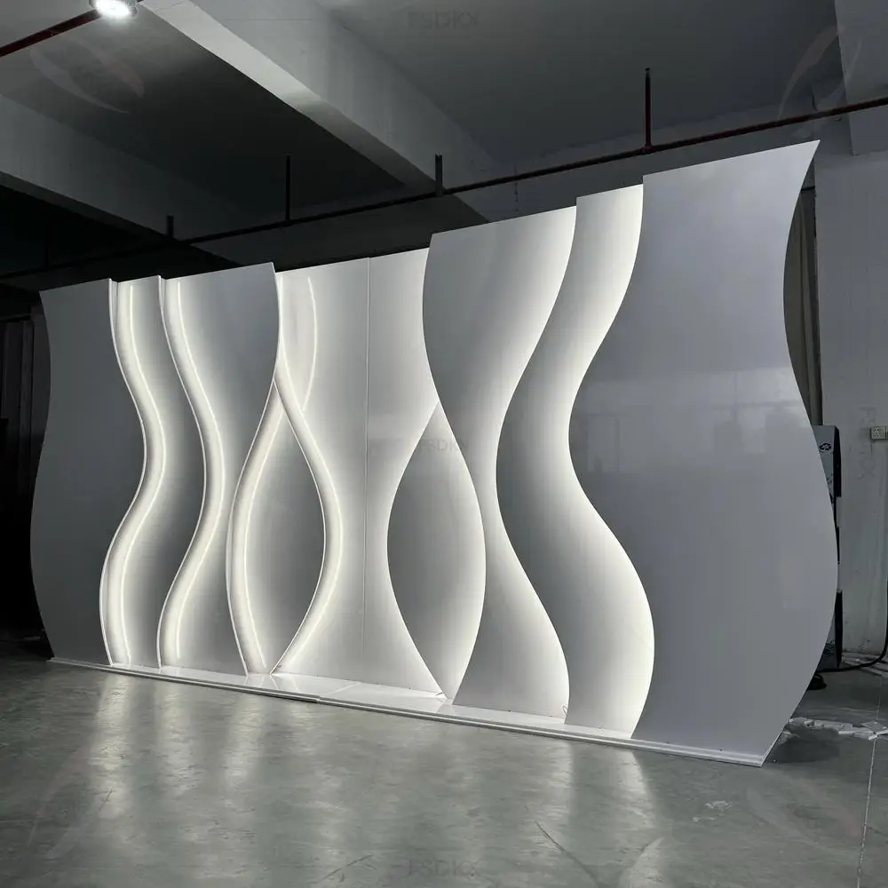 لوحة حائط خلفية زخرفية من مادة PVC خفيفة الوزن لمرحلة الزفاف لوحة تزيين الأحداث LED لقوس الزفاف #3