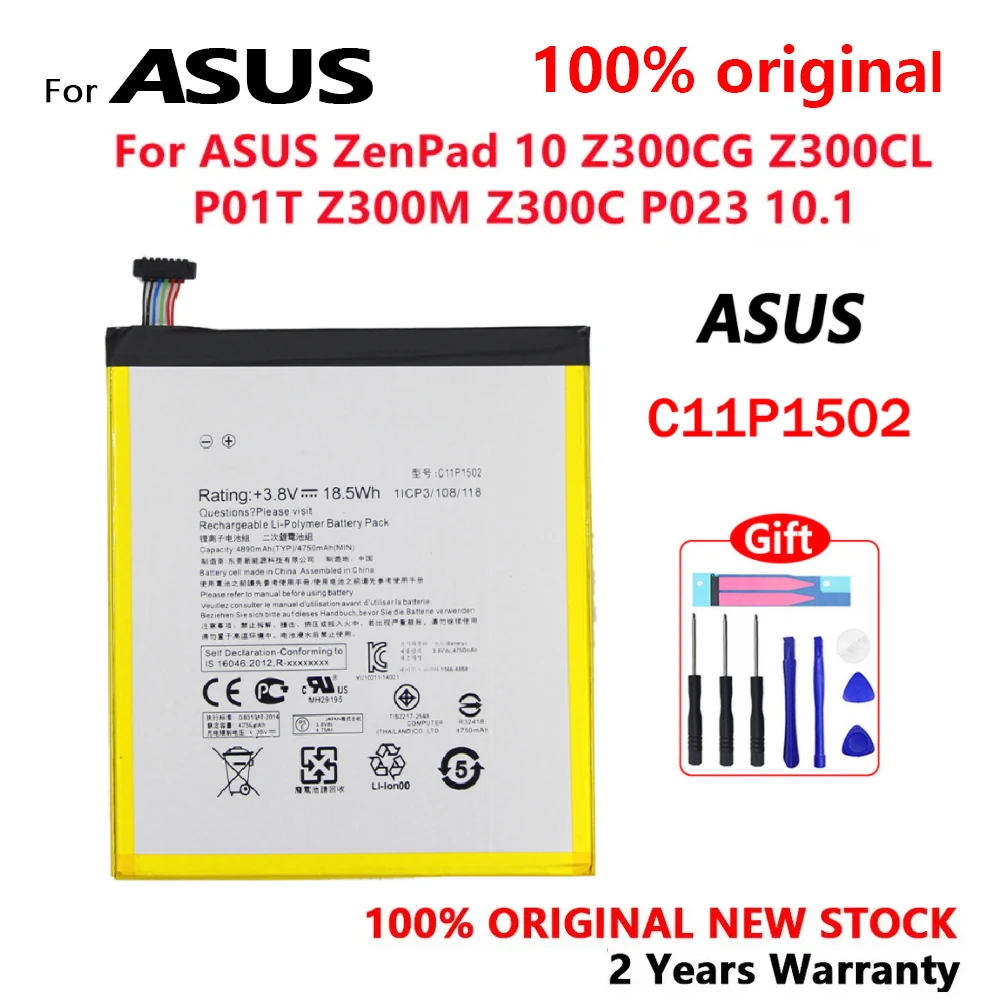 

New Original C11P1502 4890mAh Tablet PC Battery For ASUS ZenPad 10 Z300CG Z300CL P01T Z300M Z300C P023 10.1 Batteries With Tools